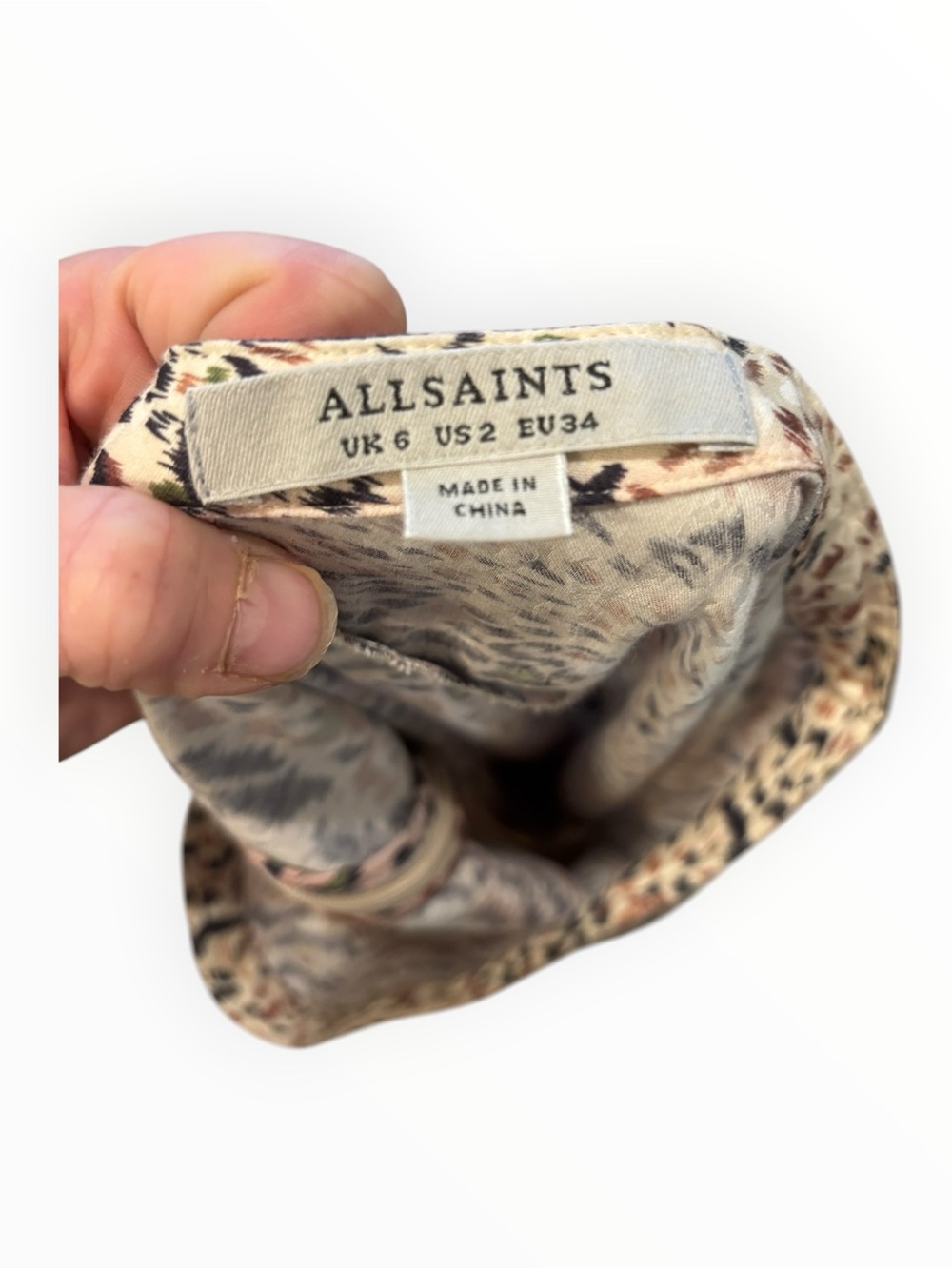 AllSaints Beige and Black Asymmetric Animal-Print Maxi Skirt - Picture 5 of 5